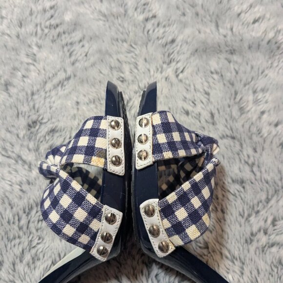 Dolce & Gabbana Heels Stiletto Mules Slip On Peep Toe Blue Gingham Size 38 - Picture 11 of 11